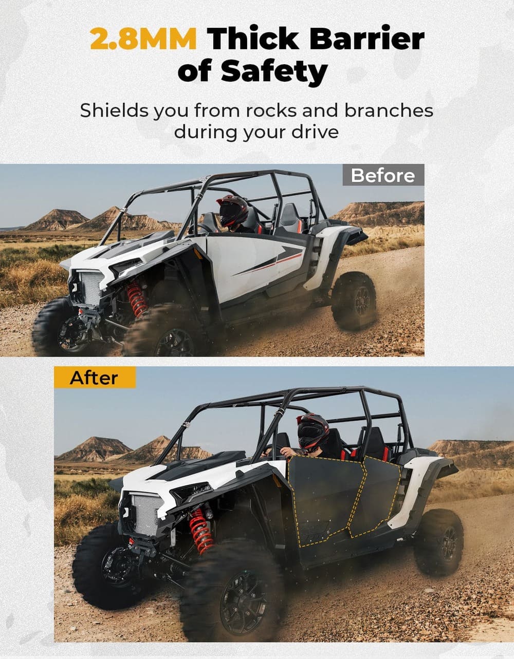 Kemimoto '24-'25 Polaris RZR XP 4 1000 Aluminum Half Door with PC Window