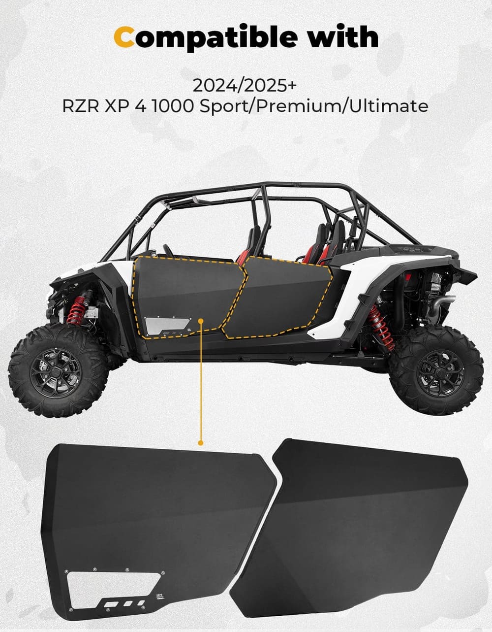 Kemimoto '24-'25 Polaris RZR XP 4 1000 Aluminum Half Door with PC Window