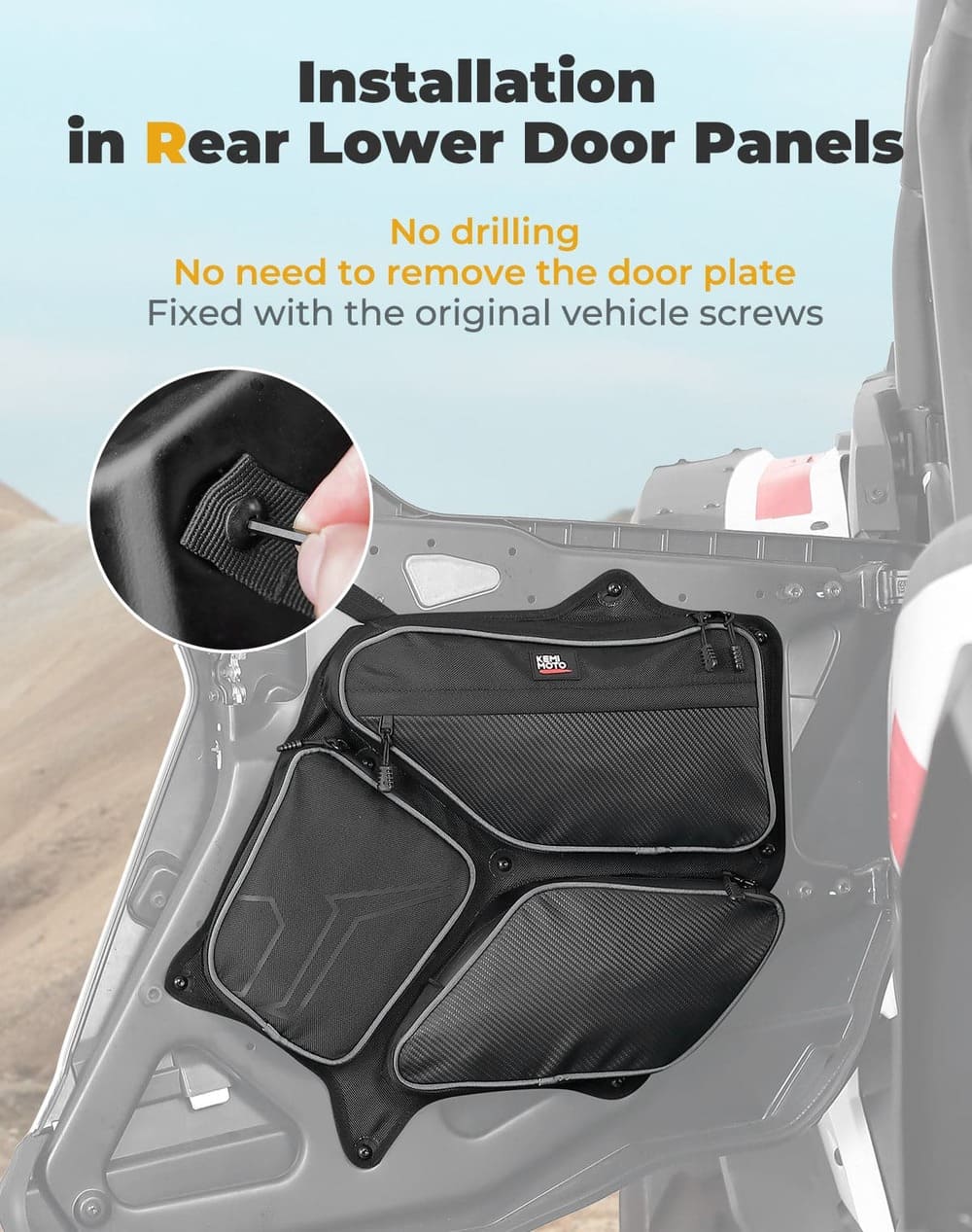 Kemimoto '24-'25 Polaris RZR XP 4 1000 Rear Door Bag