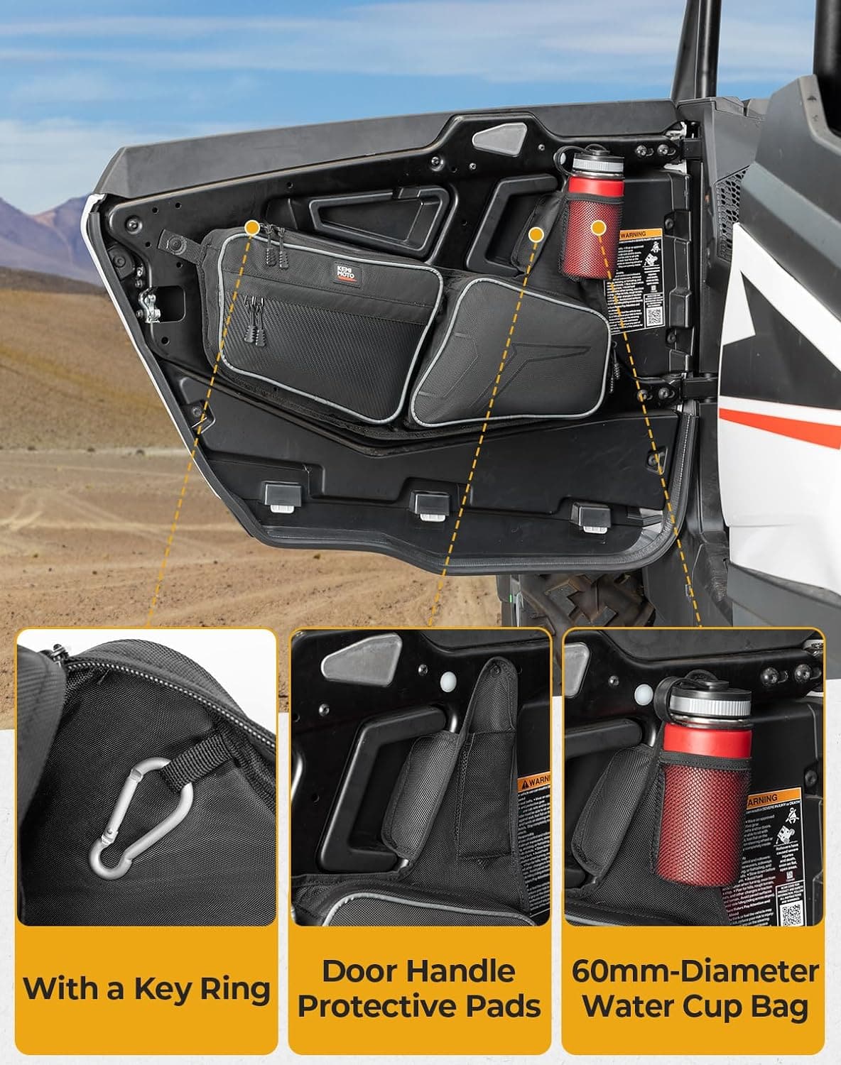 Kemimoto '24+ Polaris RZR XP 1000/4 1000 Front Door Bag