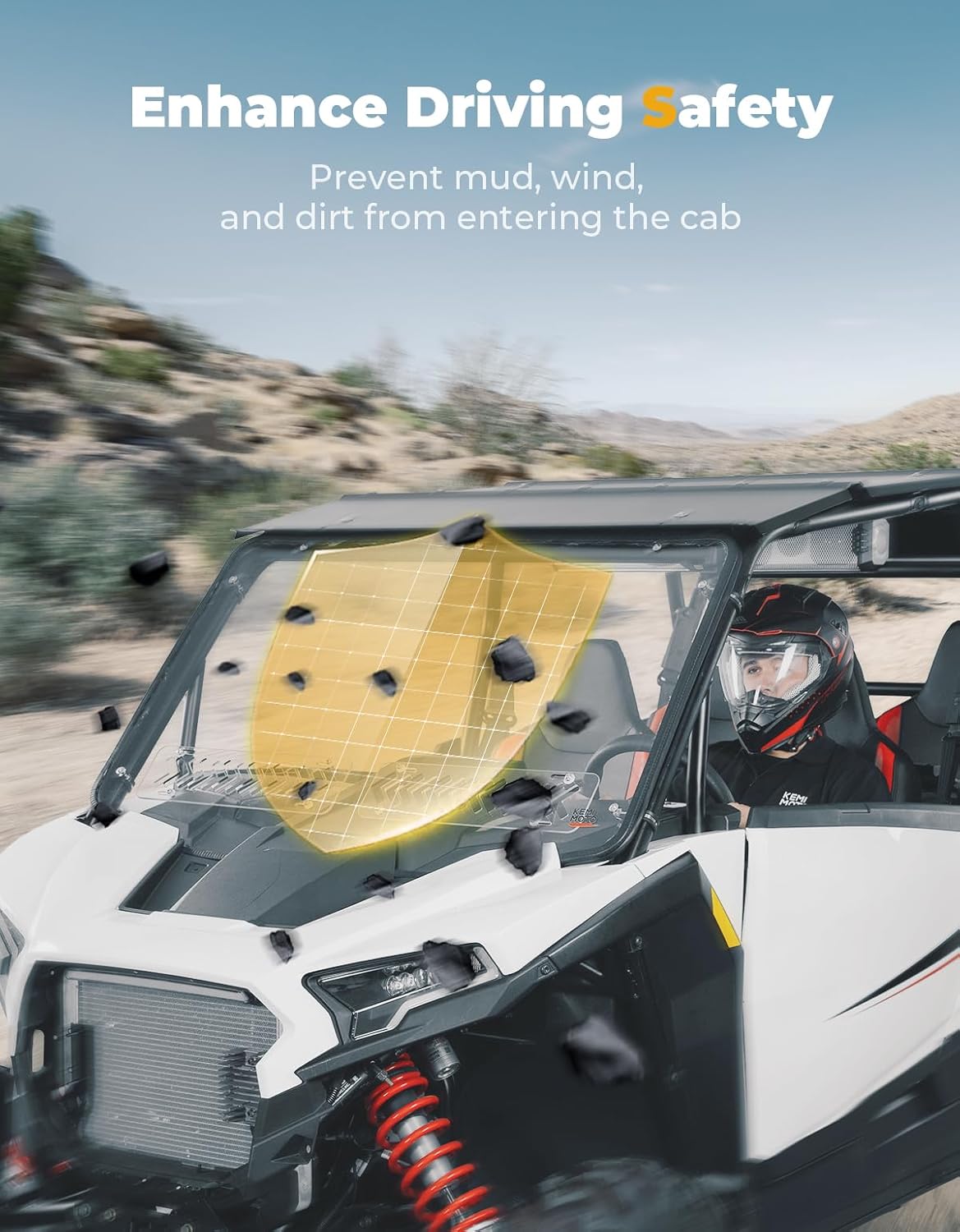 Kemimoto '24+ Polaris RZR XP 1000 /4 Front Full Windshield