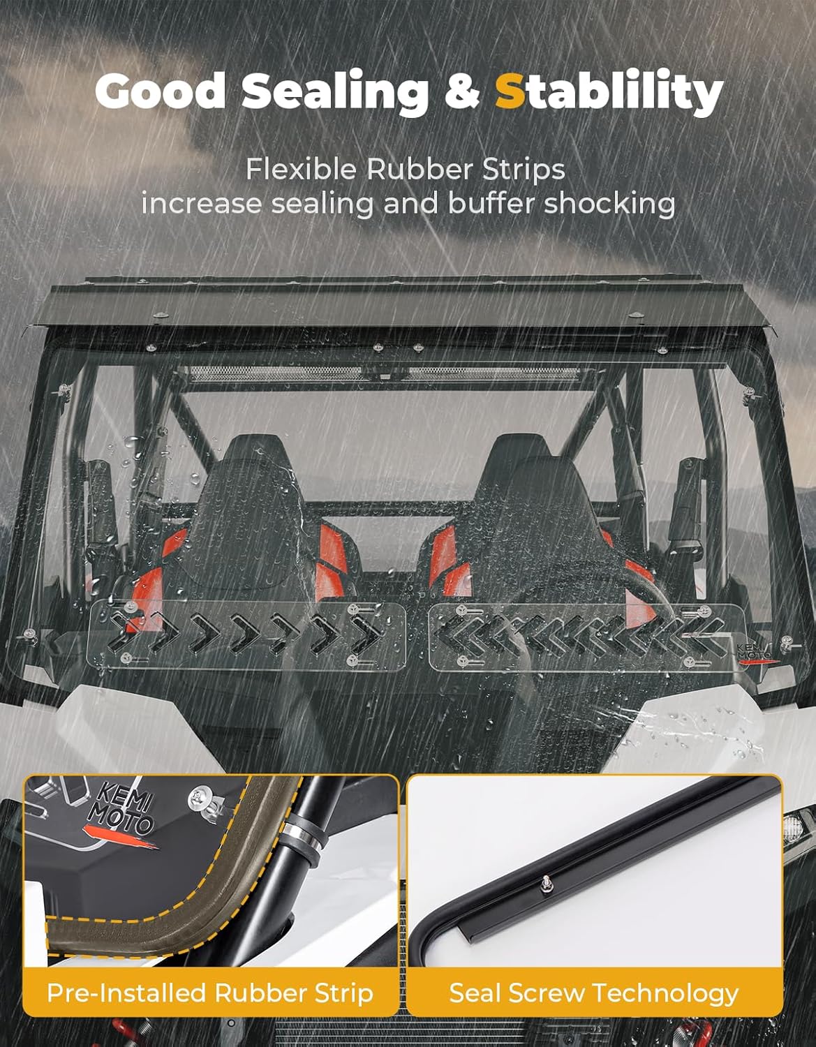 Kemimoto '24+ Polaris RZR XP 1000 /4 Front Full Windshield