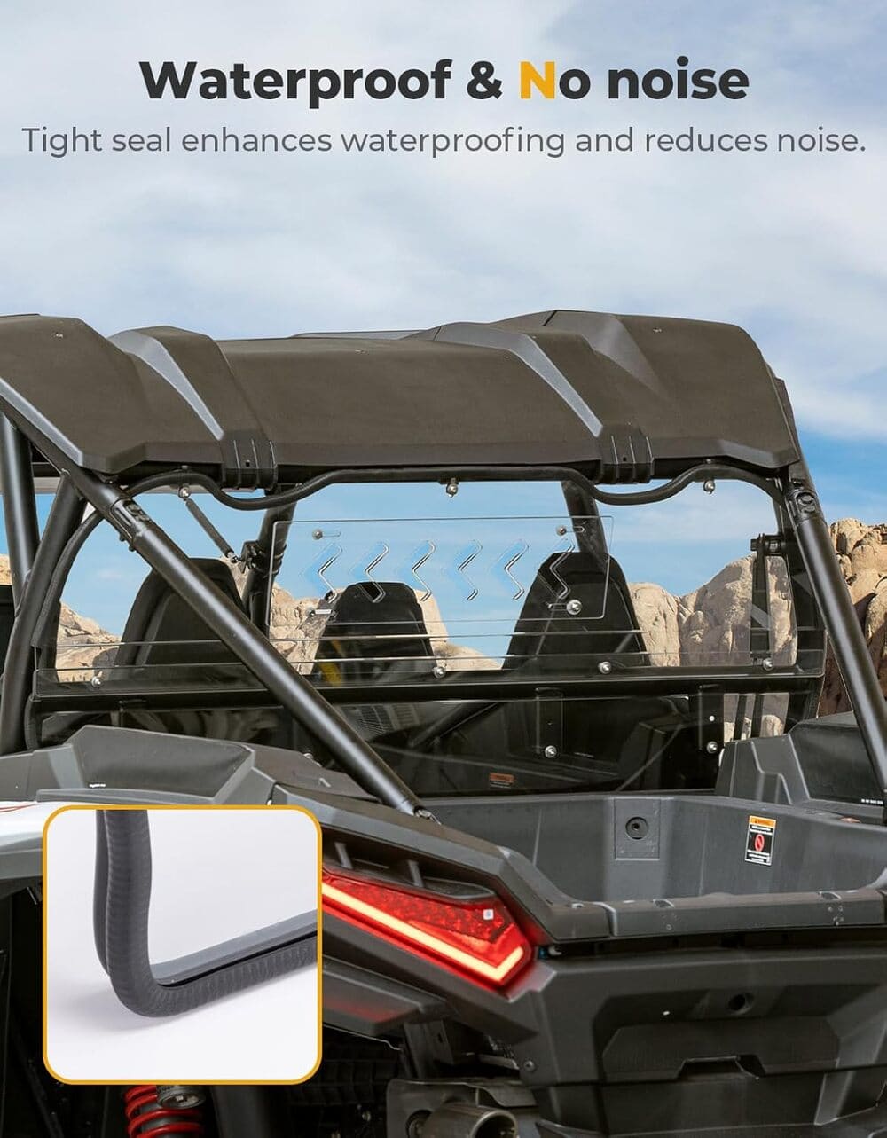 Kemimoto '24+ Polaris RZR XP 1000 Vented Clear Rear Windshield