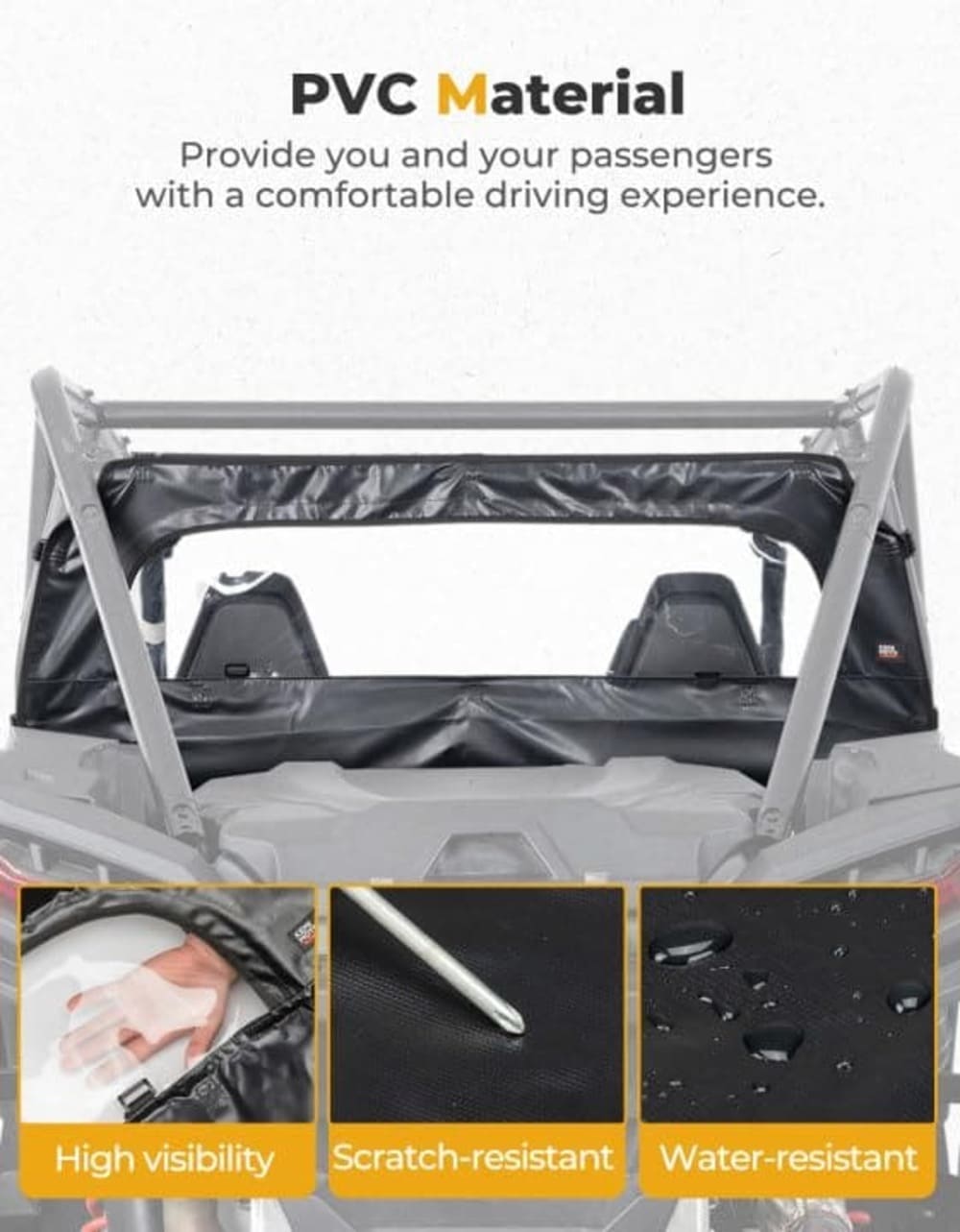 Kemimoto '24+ Polaris RZR XP 1000/XP 4 1000 Rear Soft Windshield