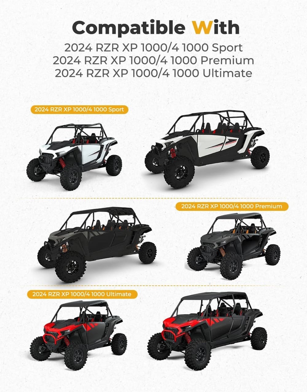 Kemimoto '24+ Polaris RZR XP 1000/XP 4 1000 Rear Soft Windshield