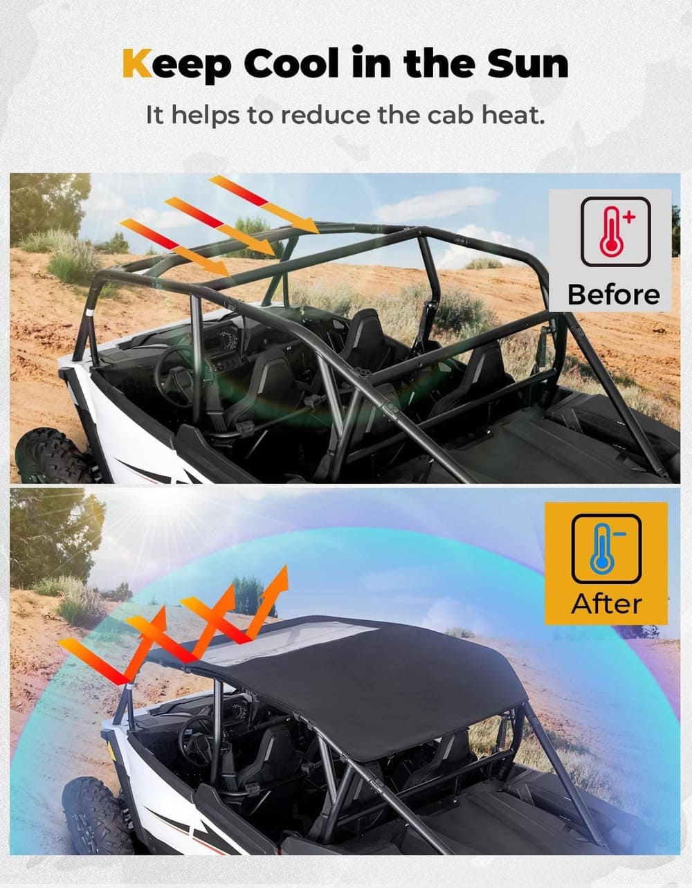 Kemimoto '24+ Polaris RZR XP 4 1000 PVC Soft Roof Top