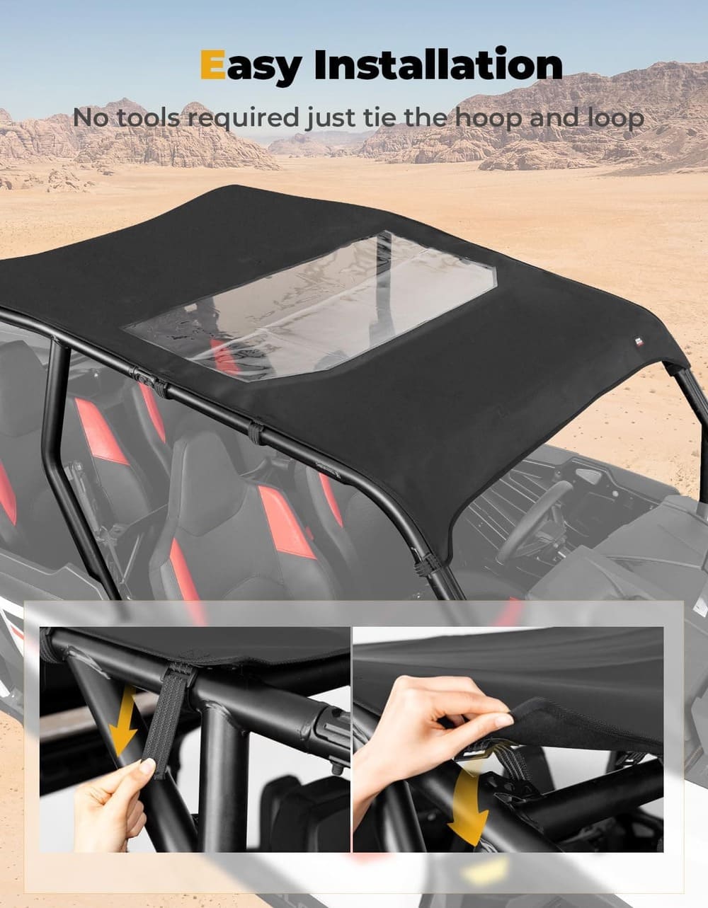 Kemimoto '24+ Polaris RZR XP 4 1000 PVC Soft Roof Top