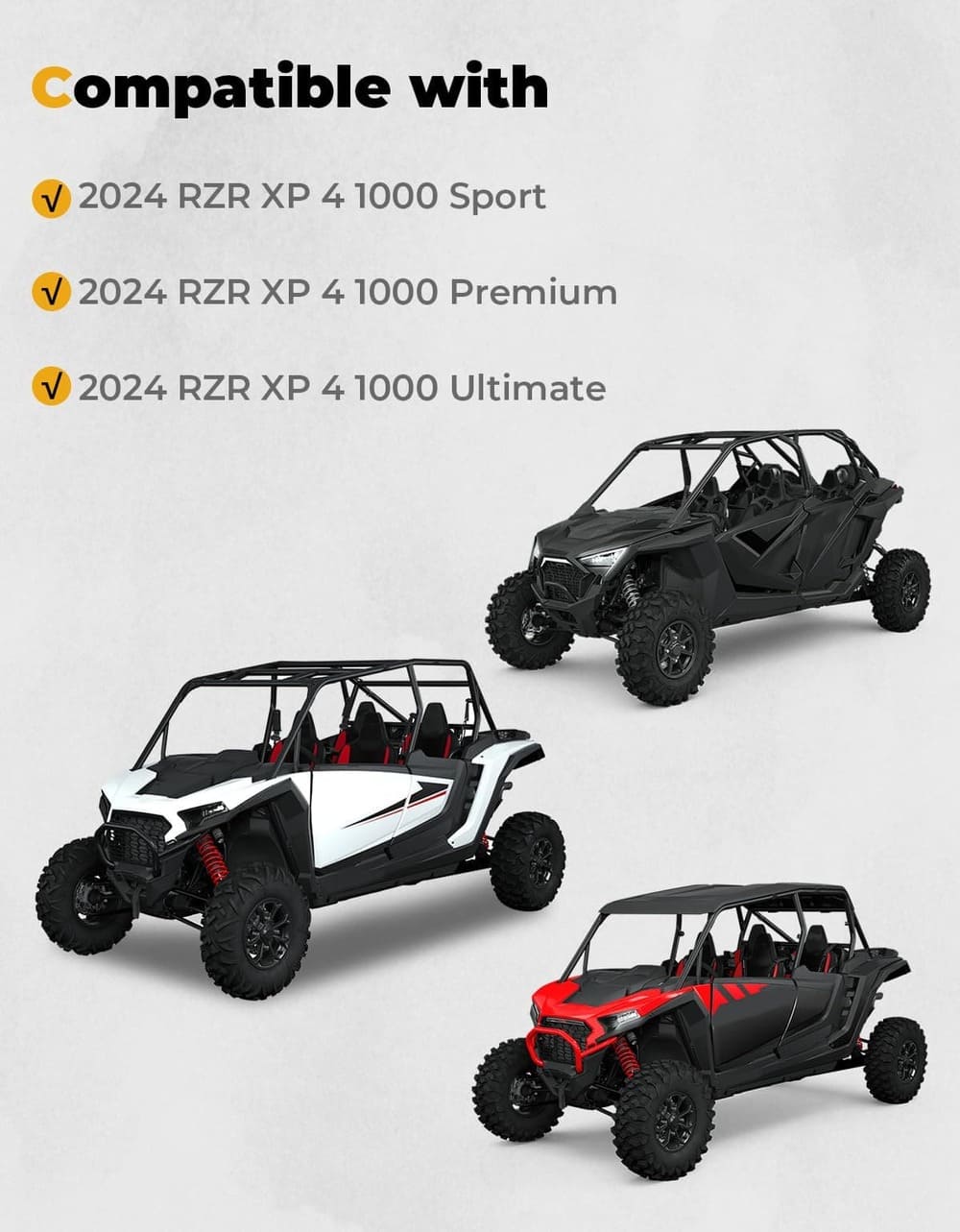 Kemimoto '24+ Polaris RZR XP 4 1000 PVC Soft Roof Top