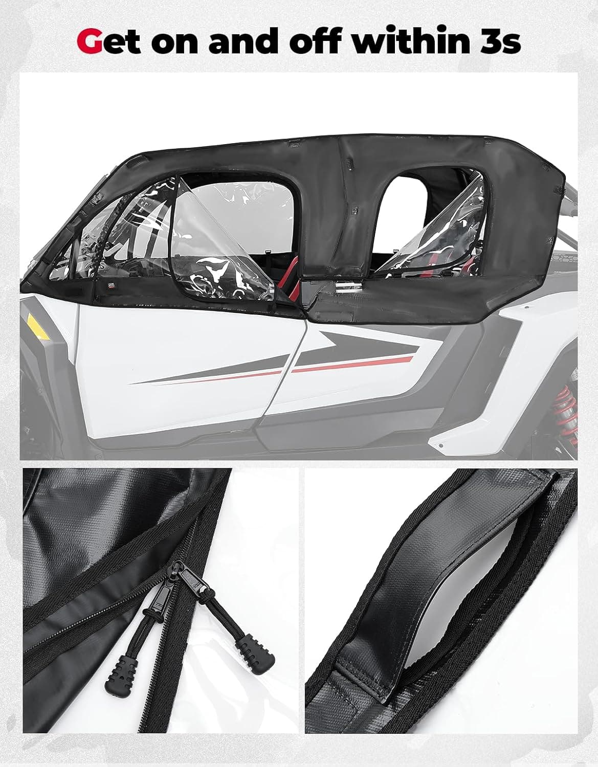 Kemimoto '24+ Polaris RZR XP 4 1000 Soft Cab Enclosure Upper Doors