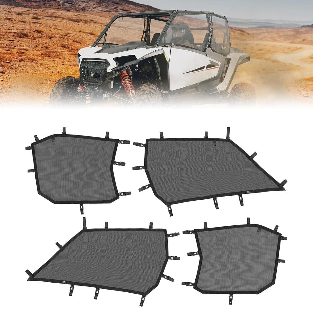 Kemimoto '24 Polaris RZR XP 4 1000 Window Mesh Net Side Soft Windshield