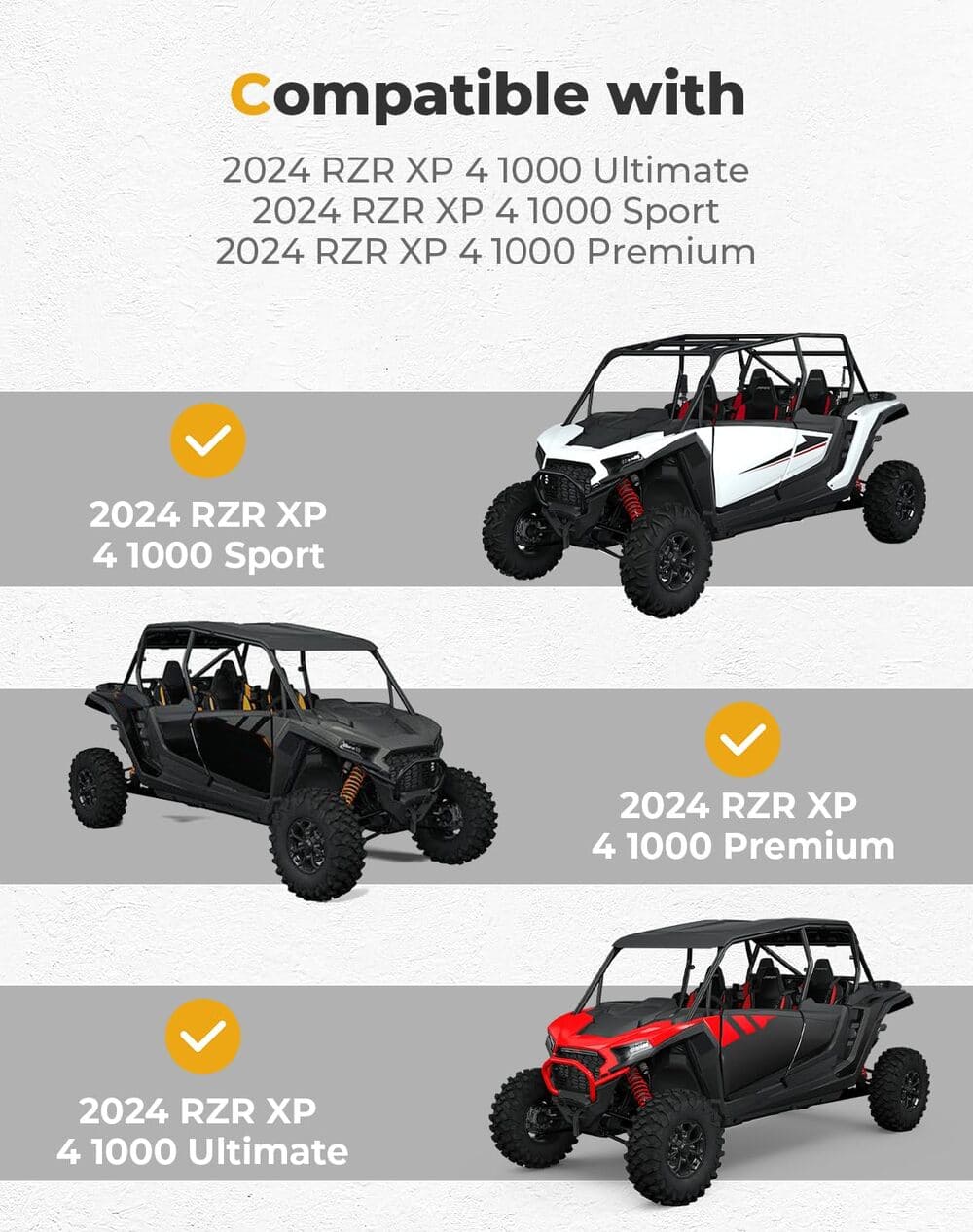 Kemimoto '24 Polaris RZR XP 4 1000 Window Mesh Net Side Soft Windshield