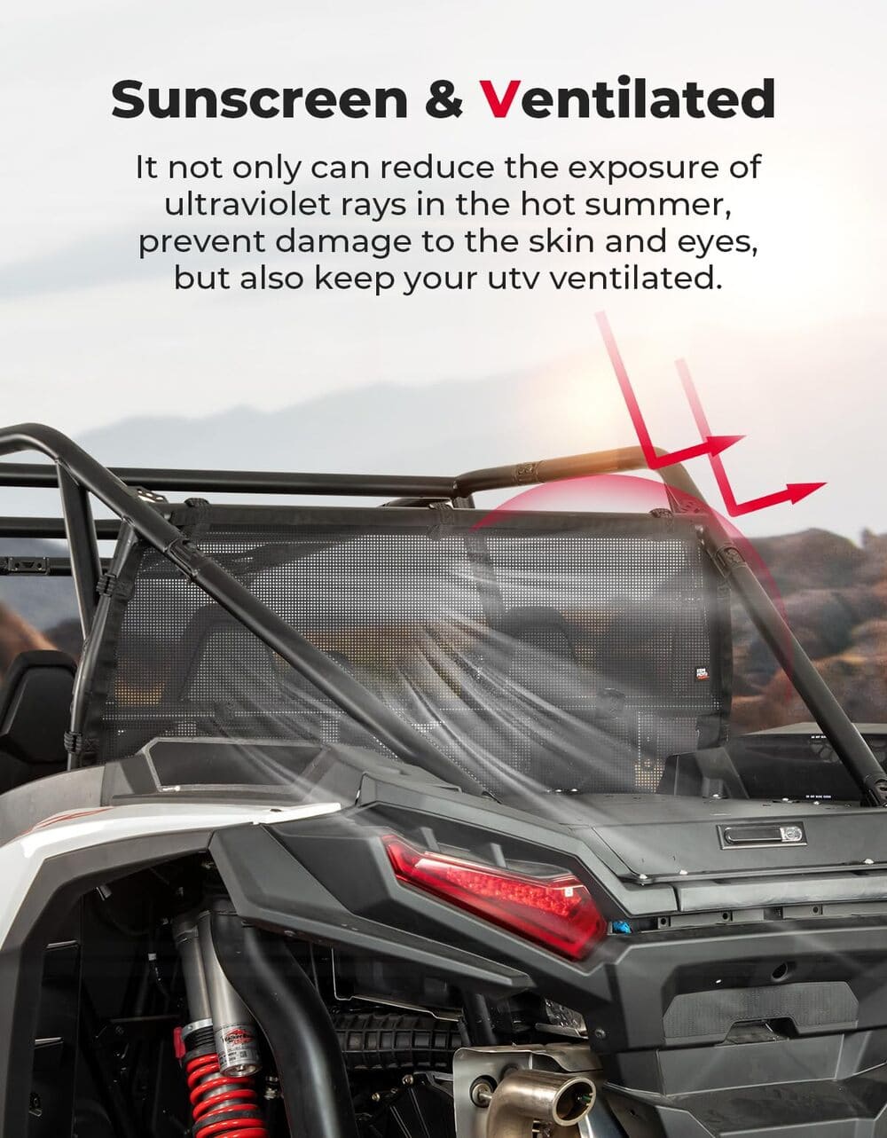 Kemimoto '24 Polaris RZR XP/XP 4 1000 Rear Window Net Soft Ventilated Window