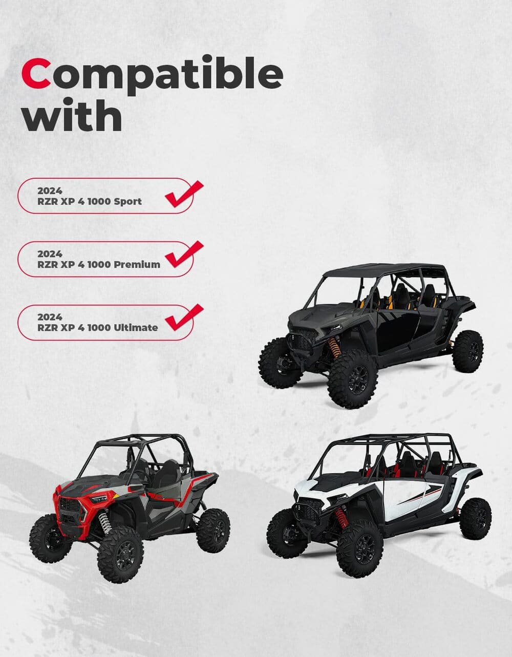 Kemimoto '24 Polaris RZR XP/XP 4 1000 Rear Window Net Soft Ventilated Window