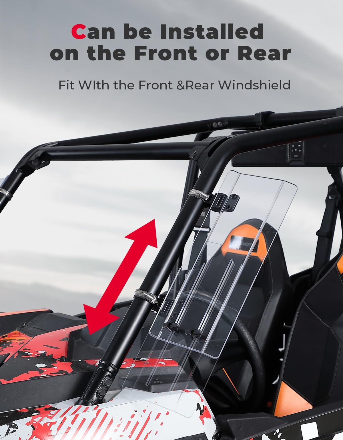 Kemimoto Can-Am Maverick X3 1.5"-2.2" Roll Bar 2Pcs UTV Side Wind Deflectors