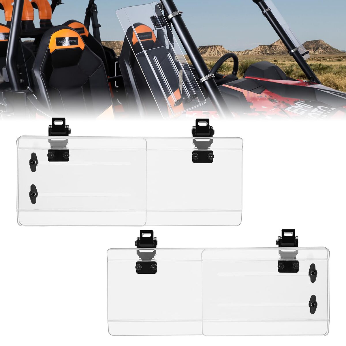 Kemimoto Can-Am Maverick X3 1.5"-2.2" Roll Bar 2Pcs UTV Side Wind Deflectors
