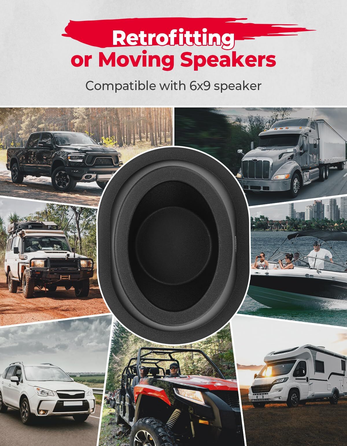 Kemimoto 2PCS UTV Universial Speaker Pods for 6.5" Speakers