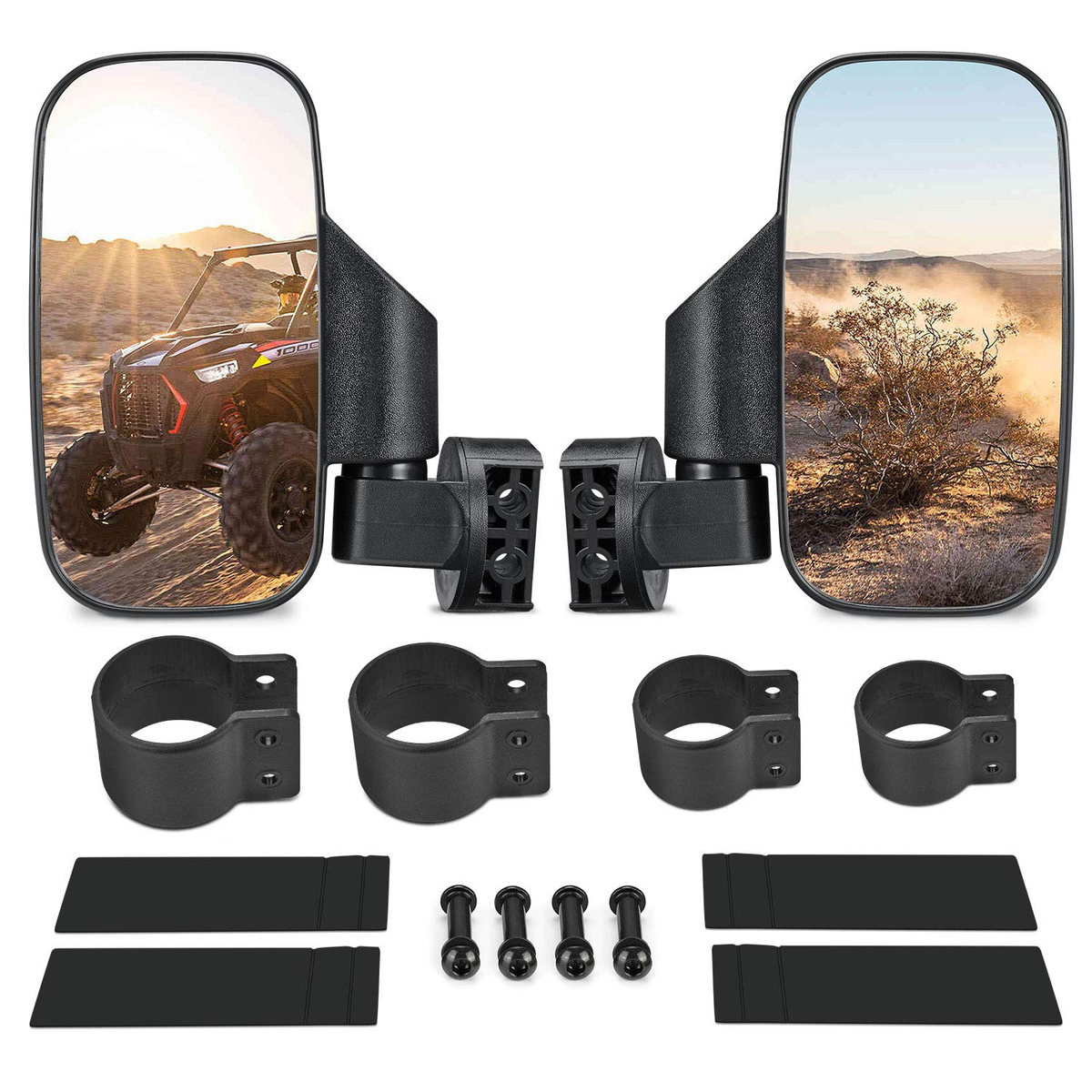 Kemimoto 360 Degree Adjustable Side Mirrors with 1.75"/2" Roll Bar Cage - 1 Pair