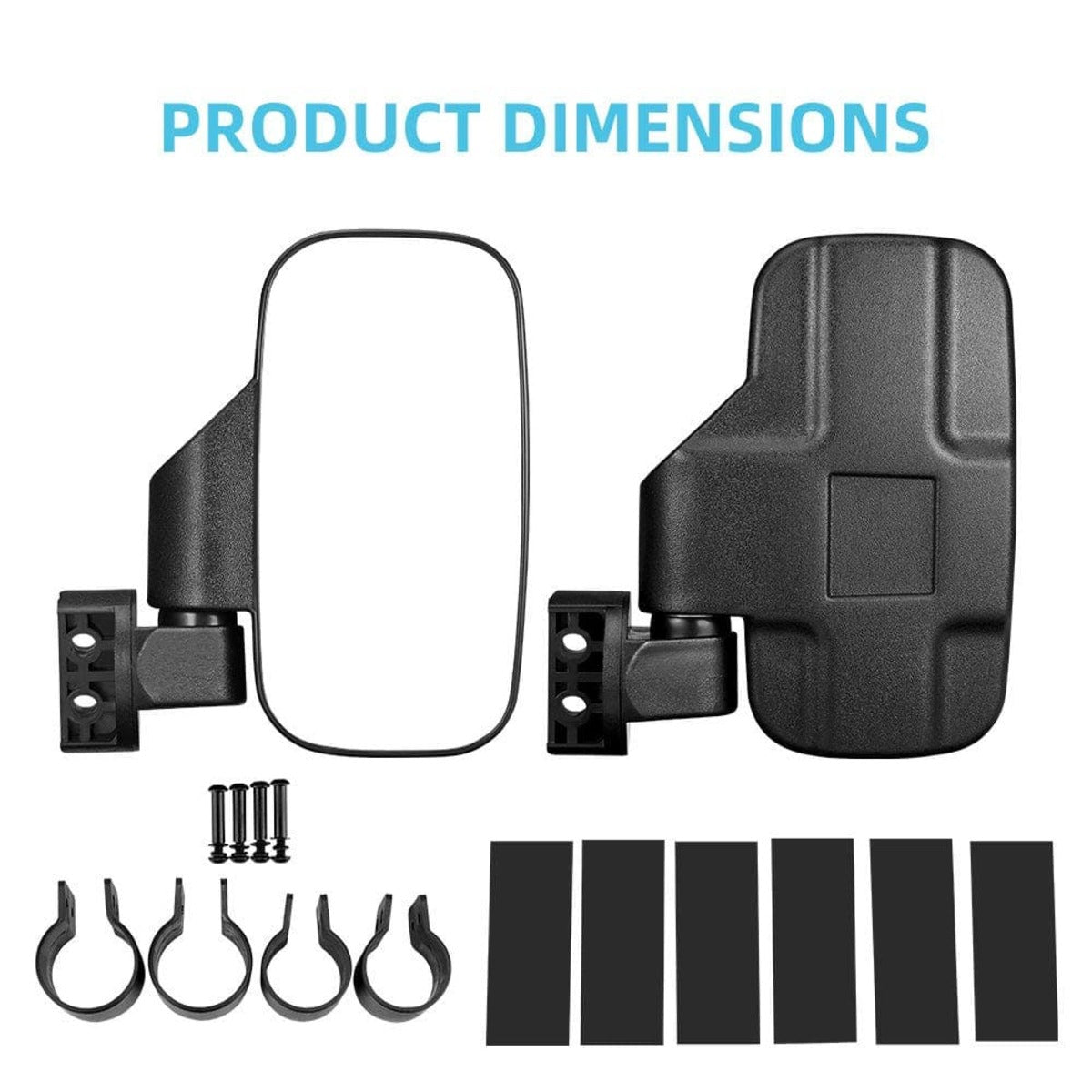 Kemimoto 360 Degree Adjustable Side Mirrors with 1.75"/2" Roll Bar Cage - 1 Pair