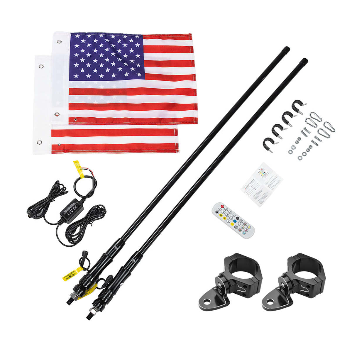 Kemimoto 3FT Black Limited Led Whip Light with RF Remote Control 2Pcs