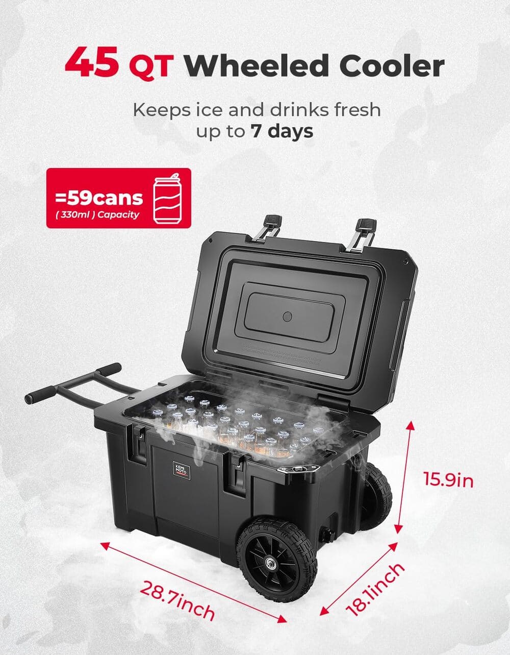 Kemimoto 45 Qt Portable Cooler with Wheels