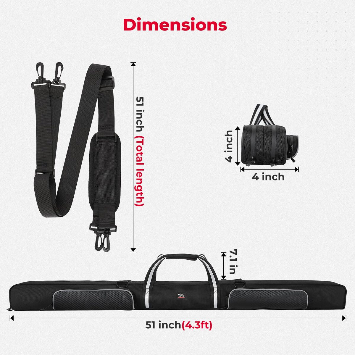 Kemimoto 4FT Whip Lights Storage Bag