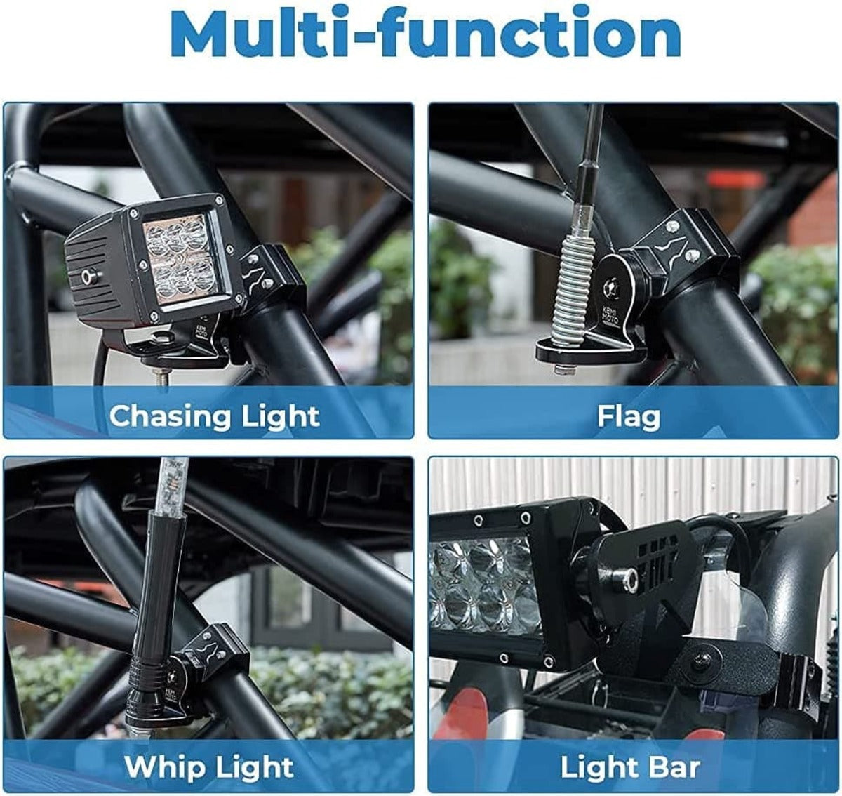 Kemimoto 5 Pin ATV Rocker Switch & Backup Whip Light & Flag mount