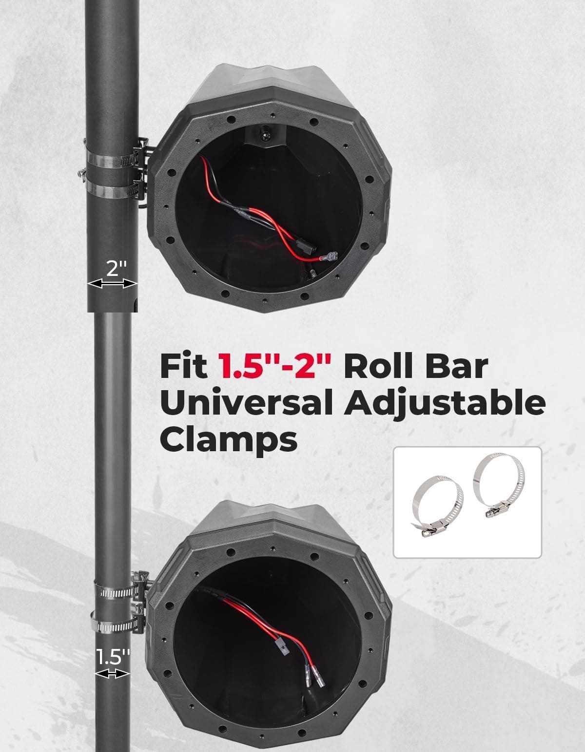 Kemimoto 8" Speaker Pod Enclosure for 1.5"/2" Roll Bar