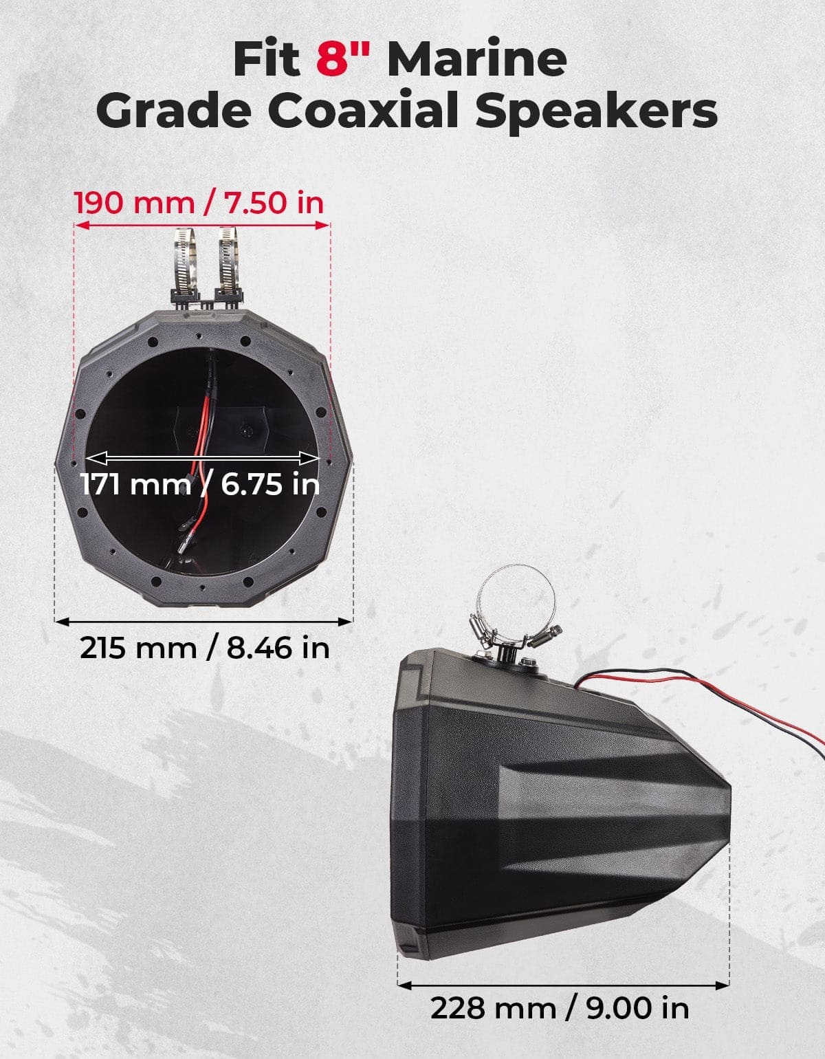 Kemimoto 8" Speaker Pod Enclosure for 1.5"/2" Roll Bar