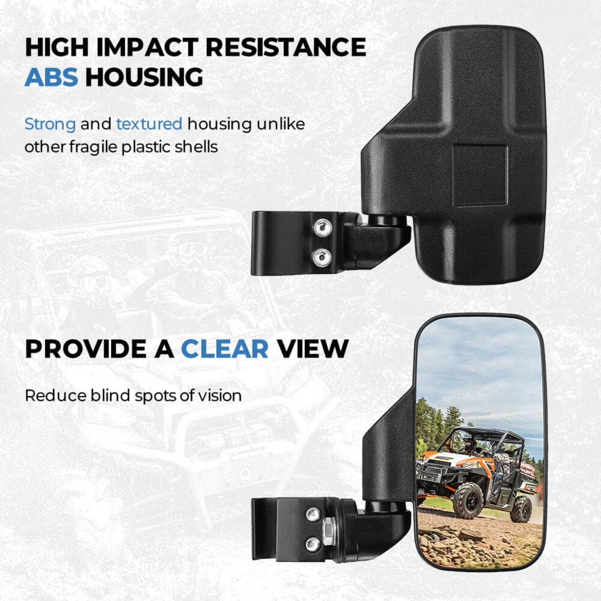 Kemimoto Polaris Ranger Adjustable Side Mirrors & Rear View Mirror