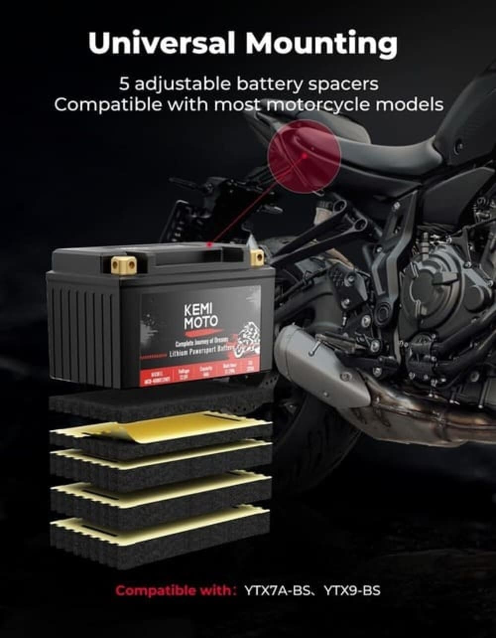 Kemimoto ATV/ UTV Life Po4 12v/4Ah Lithium Battery