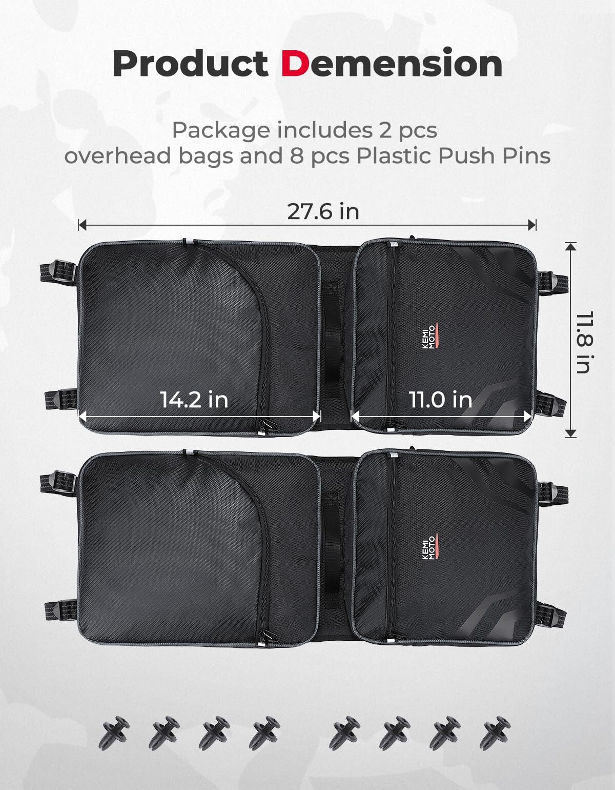 Kemimoto Can-Am Defender 2 PCS Overhead Roof Storage Bags