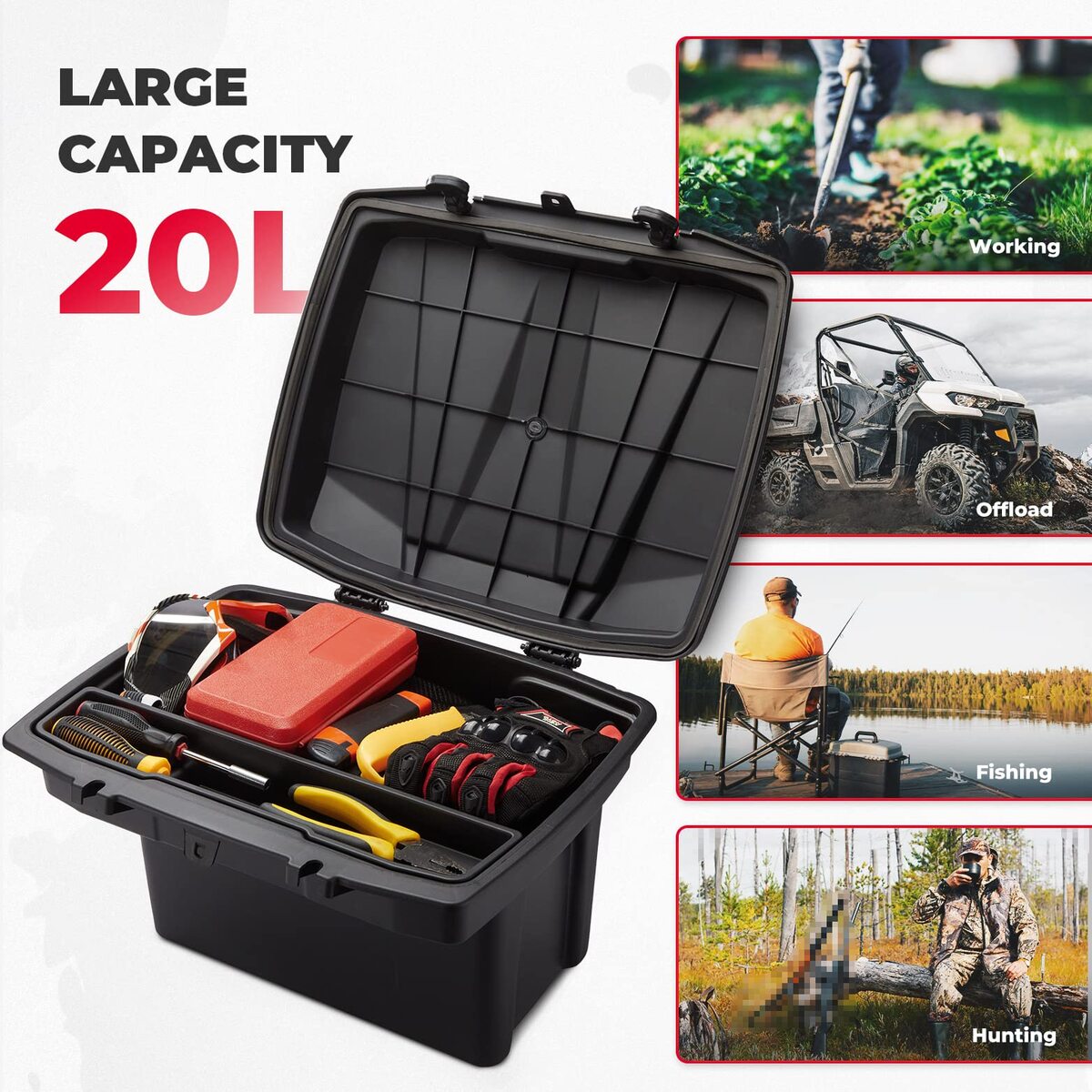 Kemimoto Can Am Defender 20L Cargo Storage Box & Center Underseat Storage Bin