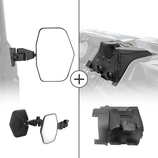 Kemimoto Can-Am Defender Aluminum Side Mirrors & Tablet Holder