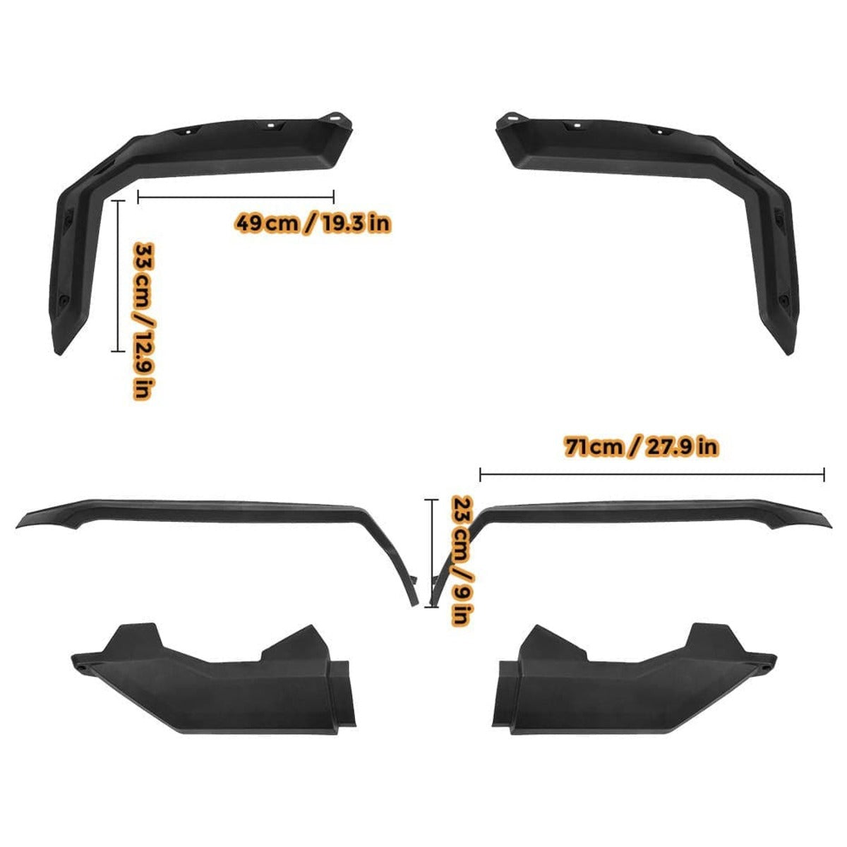 Kemimoto Can Am Defender Front and Rear Extended Mud Guards