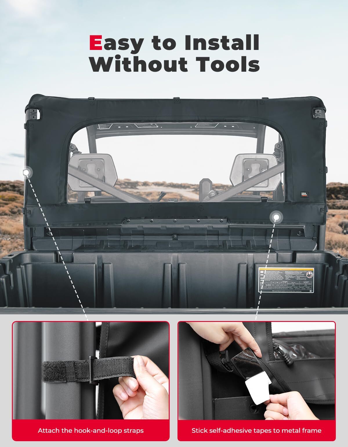 Kemimoto Can-Am Defender Front Vented Full Windshield & Soft Rear Windshield