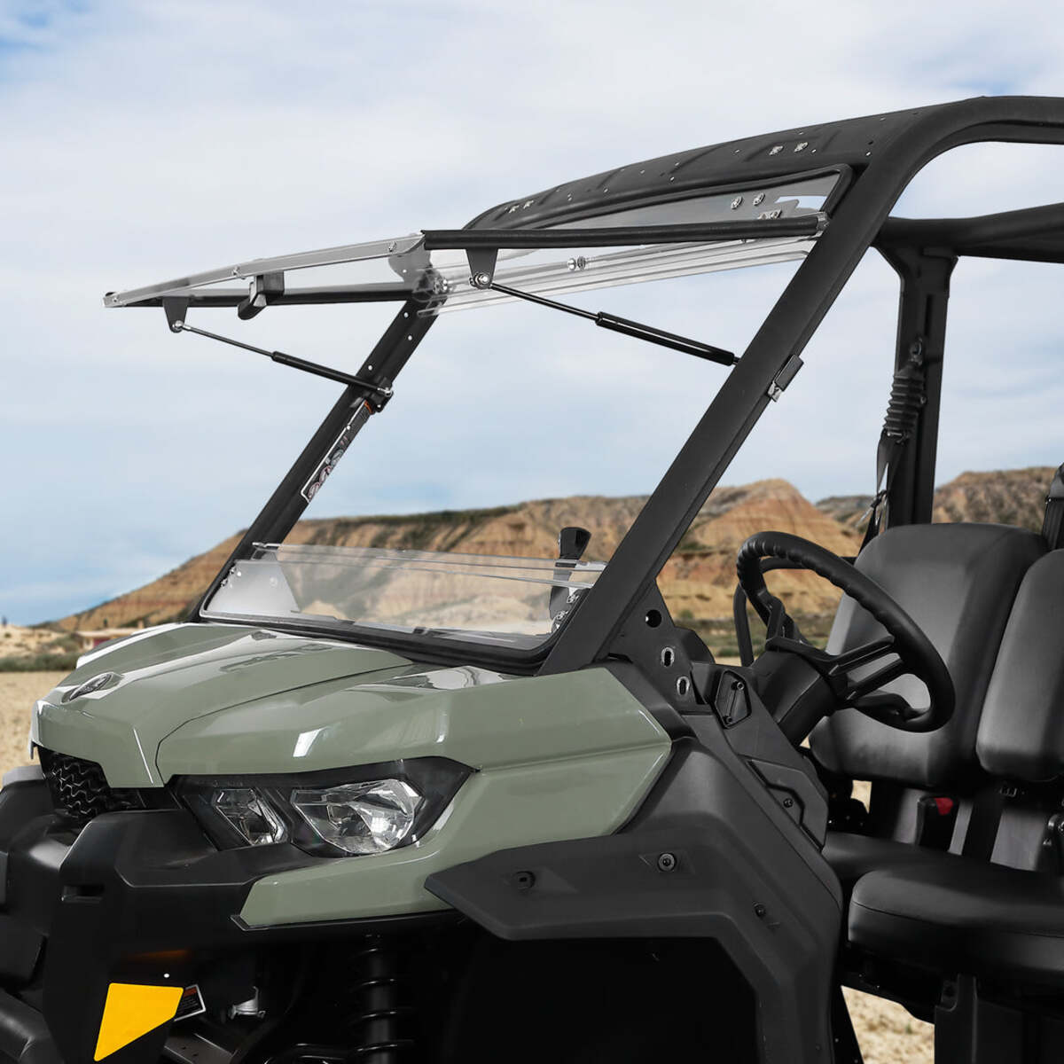 Kemimoto Can-Am Defender HD5/8/10 2-in-1 Flip Windshield 1/5" Thick Polycarbonate