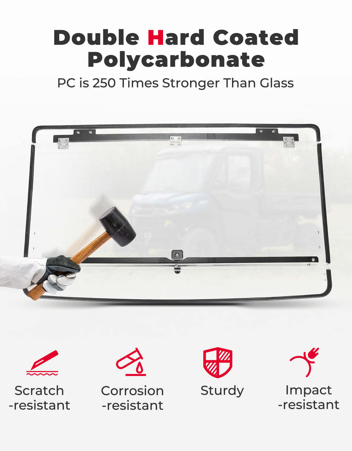 Kemimoto Can-Am Defender HD5/8/10 2-in-1 Flip Windshield 1/5" Thick Polycarbonate