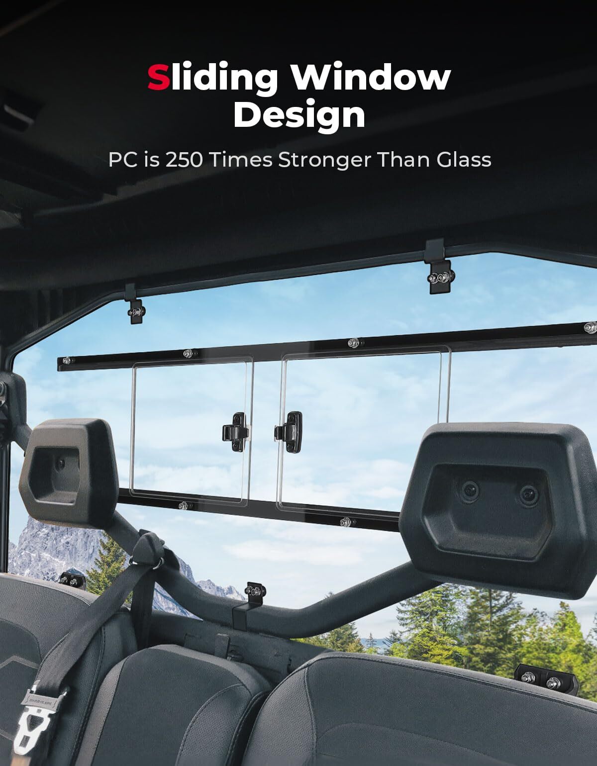 Kemimoto Can-Am Defender HD5/8/10 Rear Windshield with Sliding Panel