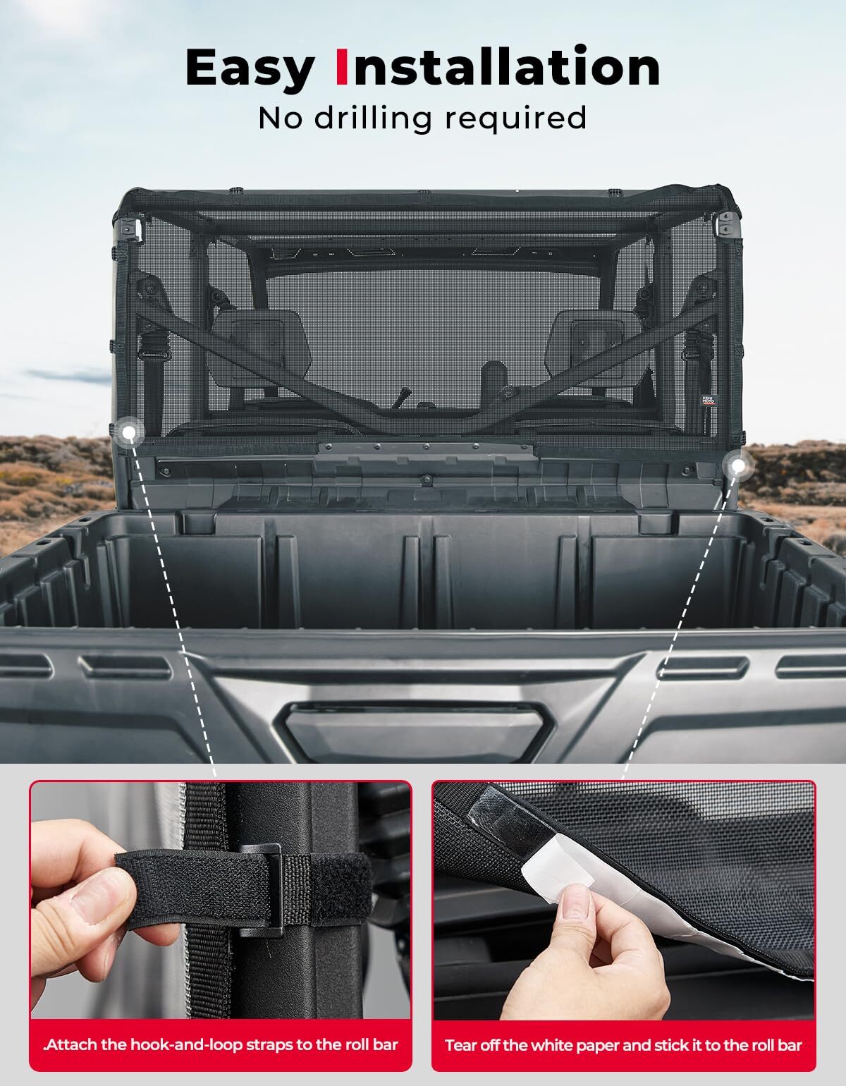 Kemimoto Can-Am Defender Rear Ventilated Window Nets UV Protection