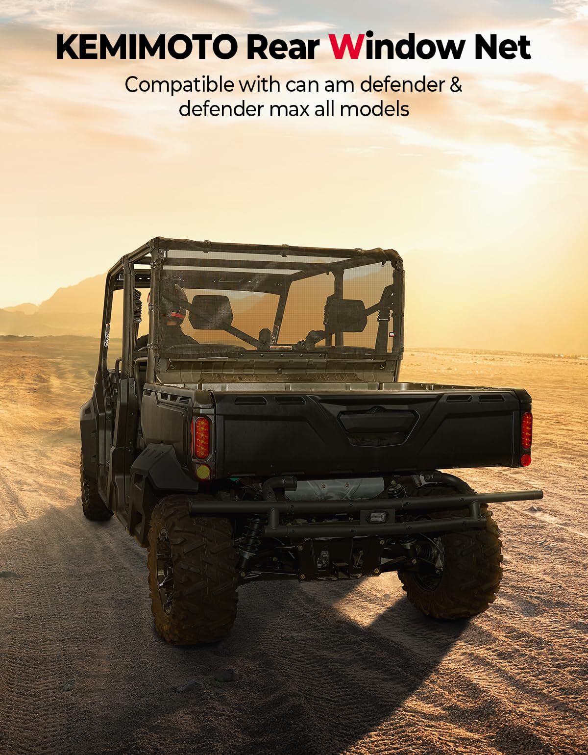 Kemimoto Can-Am Defender Rear Ventilated Window Nets UV Protection