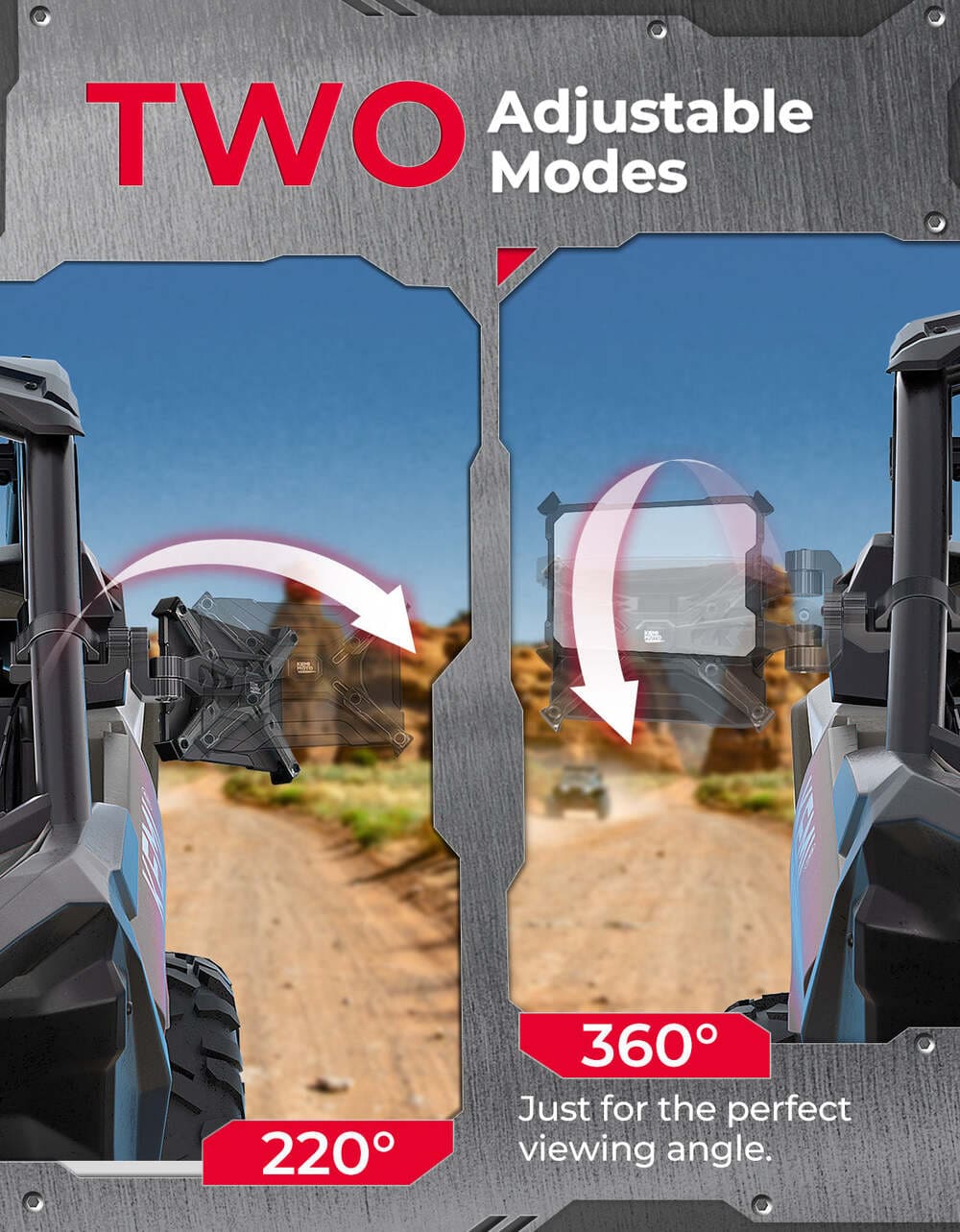 Kemimoto UTV Side Mirrors for 1.65"-2" Roll Bar - Pair