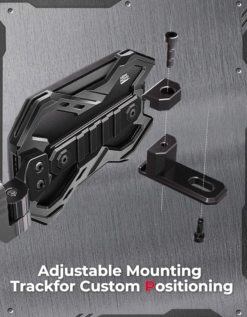 Kemimoto CNC UTV Side Mirrors w/Integrated Light Mount for 1.65"-2" Roll Bar 1 Pair