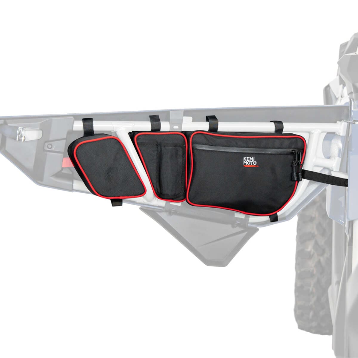 Kemimoto Can-Am Maverick X3 Door Bags with Removable Knee Pads Red