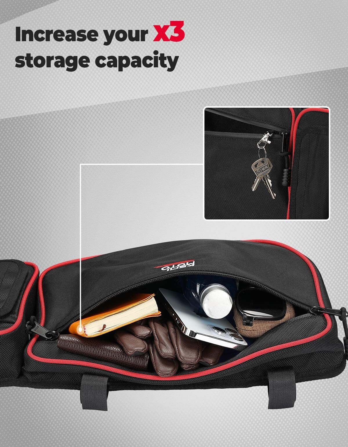 Kemimoto Can-Am Maverick X3 Door Bags with Removable Knee Pads Red