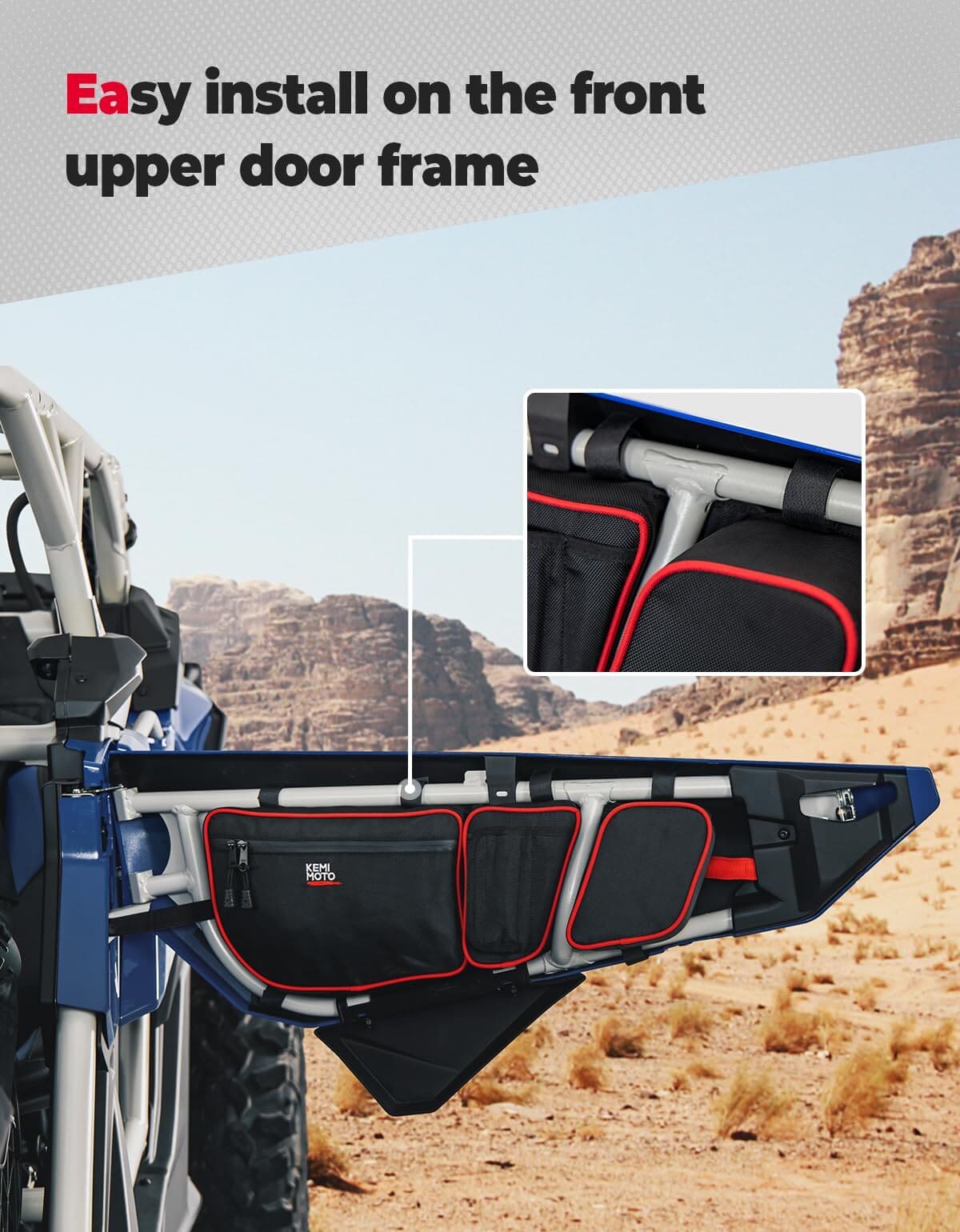 Kemimoto Can-Am Maverick X3 Door Bags with Removable Knee Pads Red