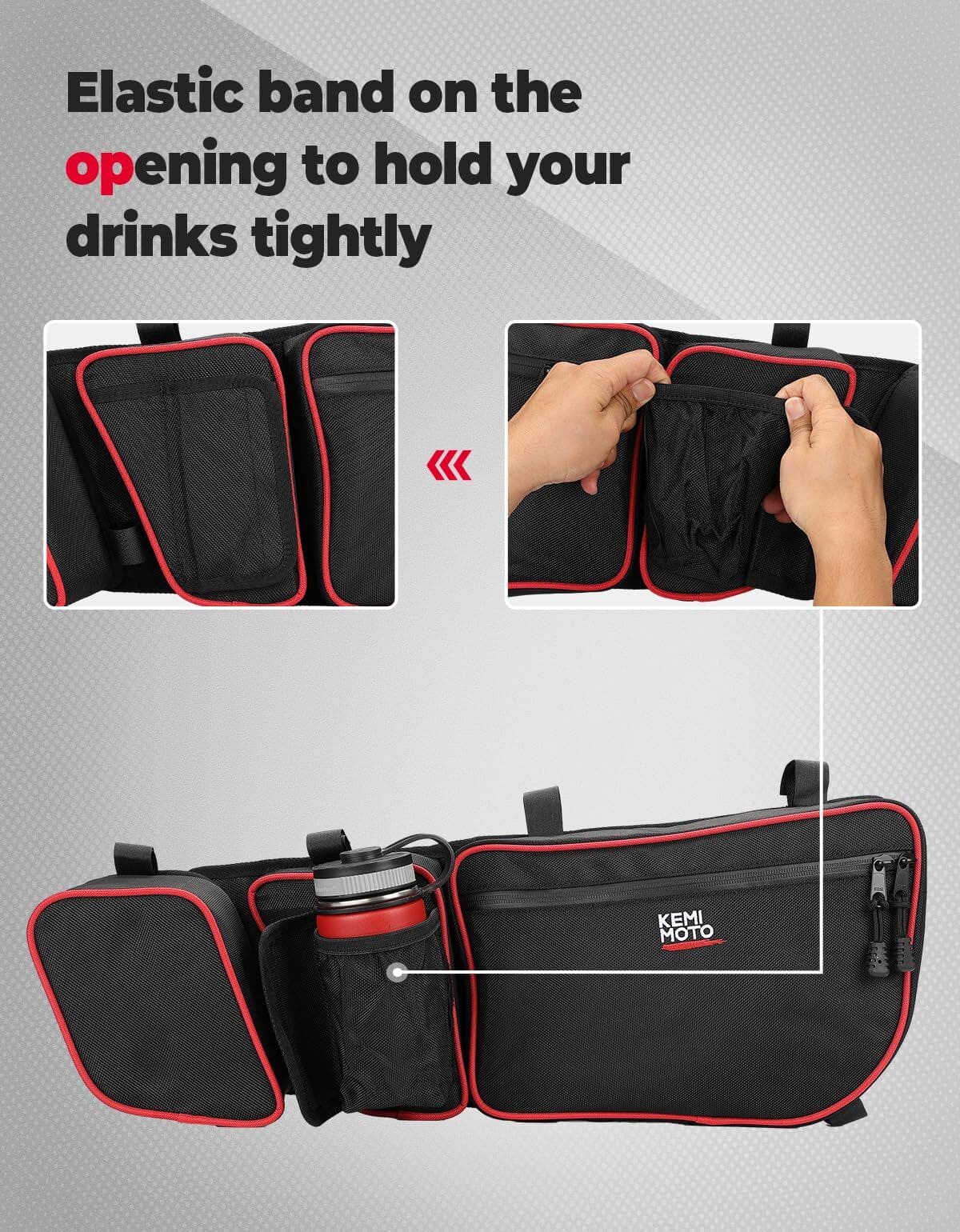 Kemimoto Can-Am Maverick X3 Door Bags with Removable Knee Pads Red