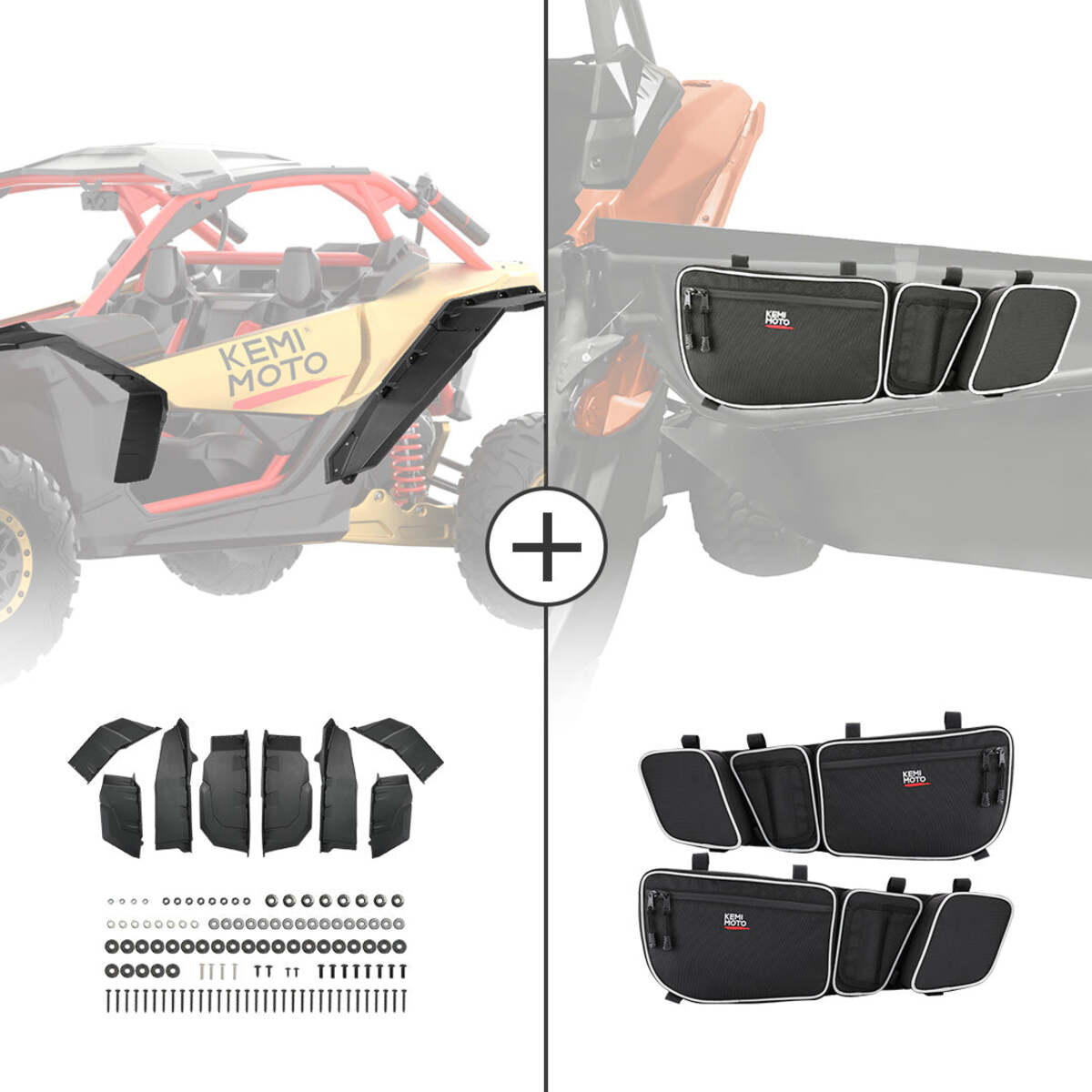 Kemimoto Can-Am Maverick X3 Extended Fender Flares & Door Bags