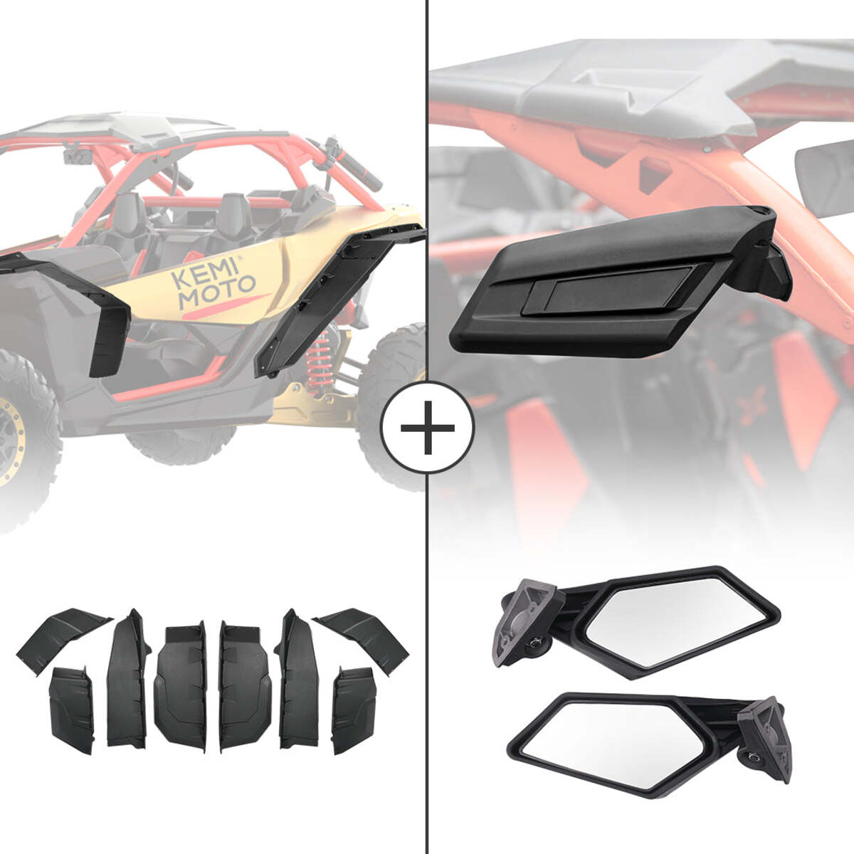 Kemimoto Can-Am Maverick X3 Extended Fender Flares & Side Mirrors