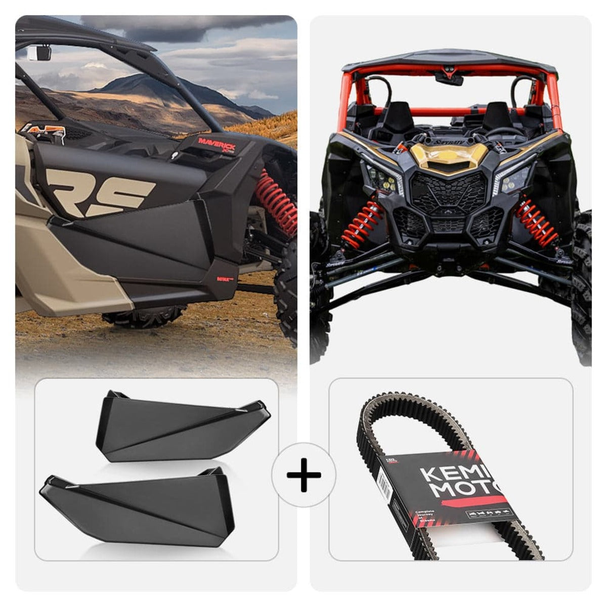 Kemimoto Can-Am Maverick X3 Front Lower Door Inserts & Heavy Duty Belts