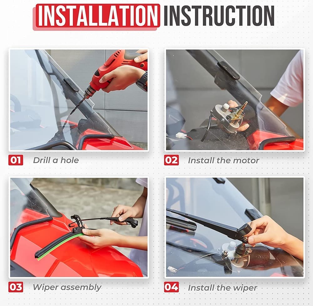 Kemimoto Can-Am Maverick X3 Full Windshield & Windshield Wiper & Windshield Washer